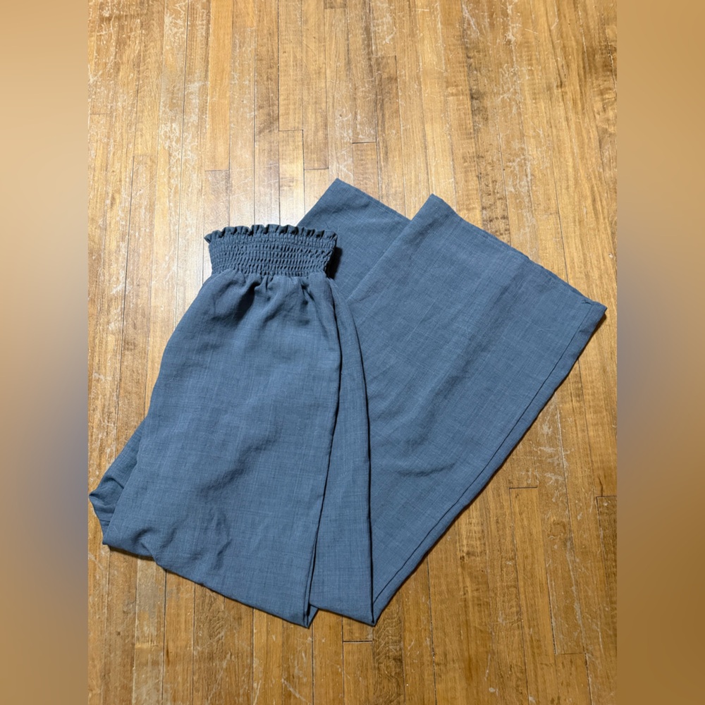 SHEIN Womens Size XL Wide Leg Smocked Waist Dress Pants Casual Stretch Grey
